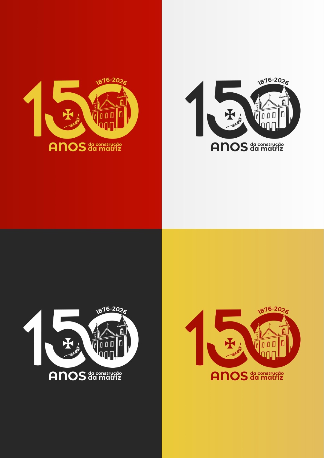 Aplicações da identidade visual comemorativa em diferentes fundos